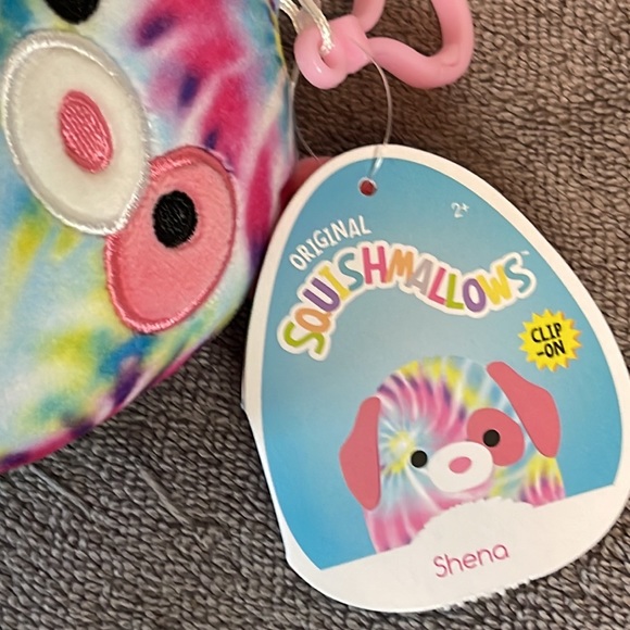 KELLYTOY SQUISHMALLOWS Clip-On Shena Dog Tie-Dye Stuffed Plush - Picture 5 of 6